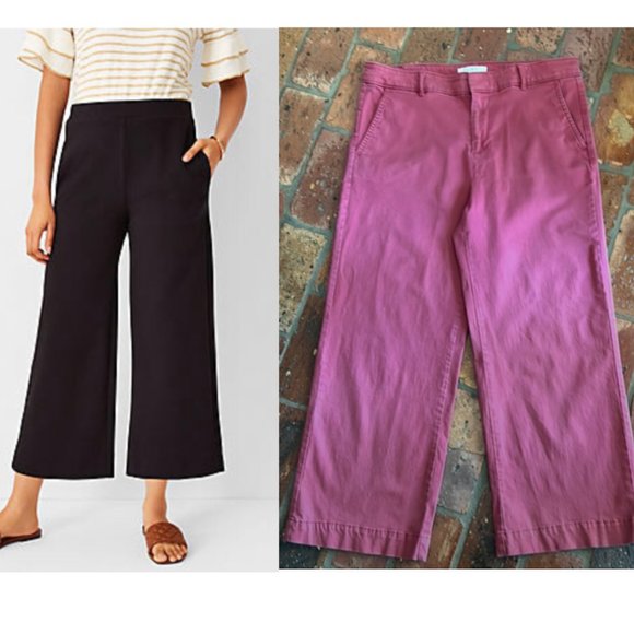 Loft dusty rose Wide leg cropped pants sz12 - Picture 1 of 9
